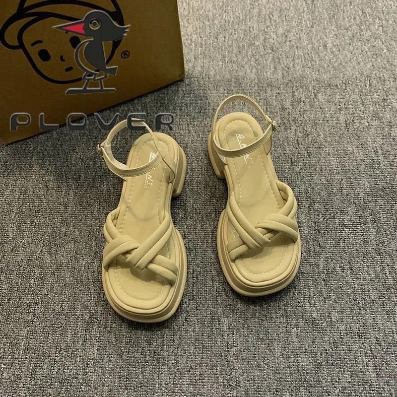 Women's Chunky Heel Platform Buckle Summer Sandals