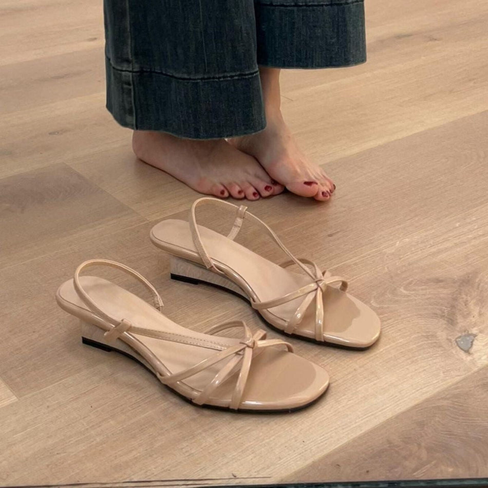 Women's French Style Wedge Open Toe Roman Sandals