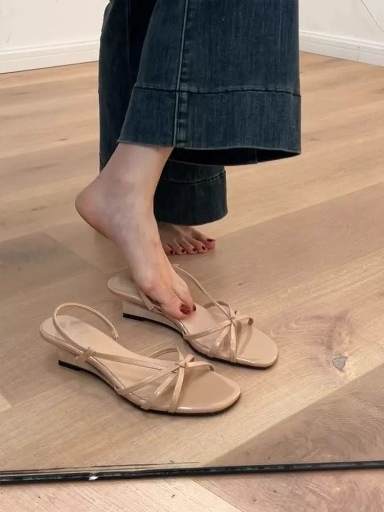 Women's French Style Wedge Open Toe Roman Sandals