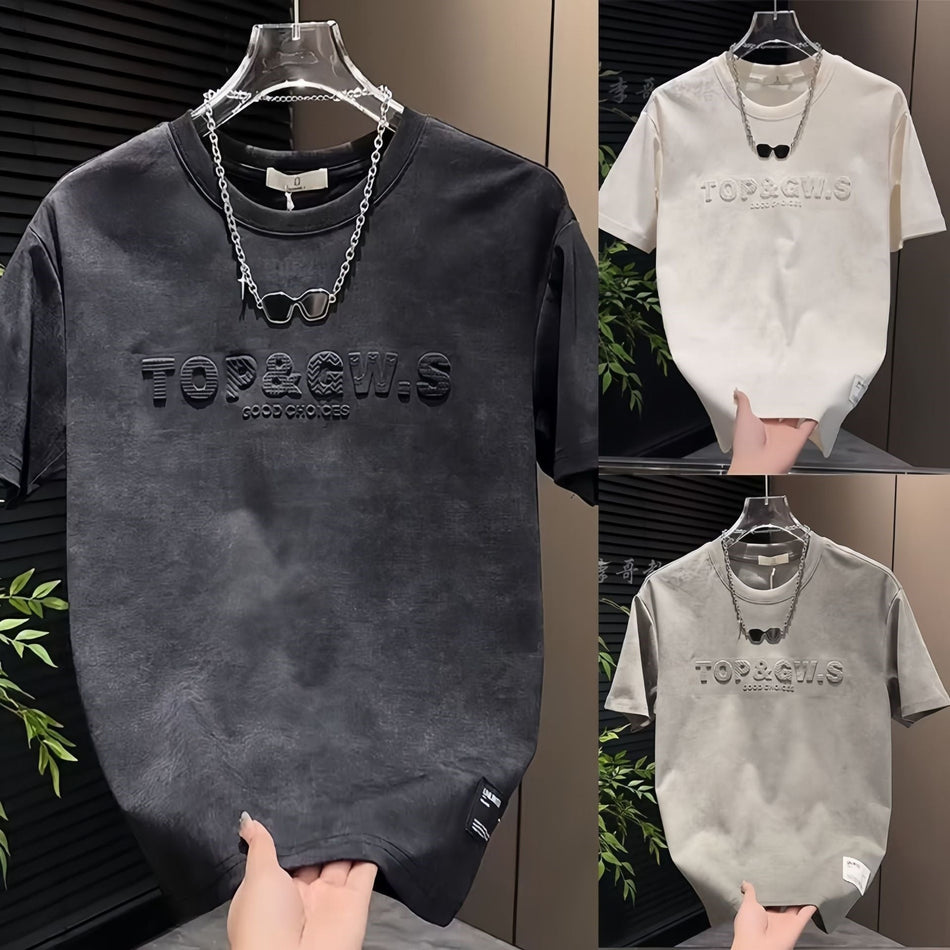 Men's Heavyweight Printed T-Shirt Loose Fit Short Sleeve Top