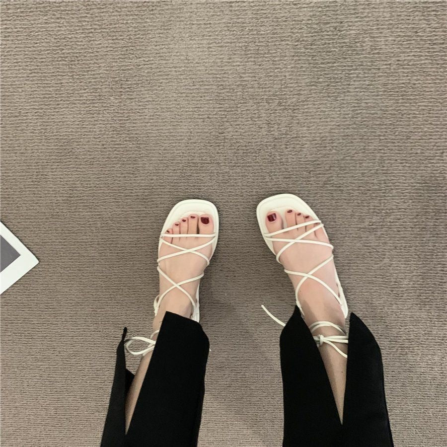 Women's Lace-Up Roman Flat Beach Summer Sandals