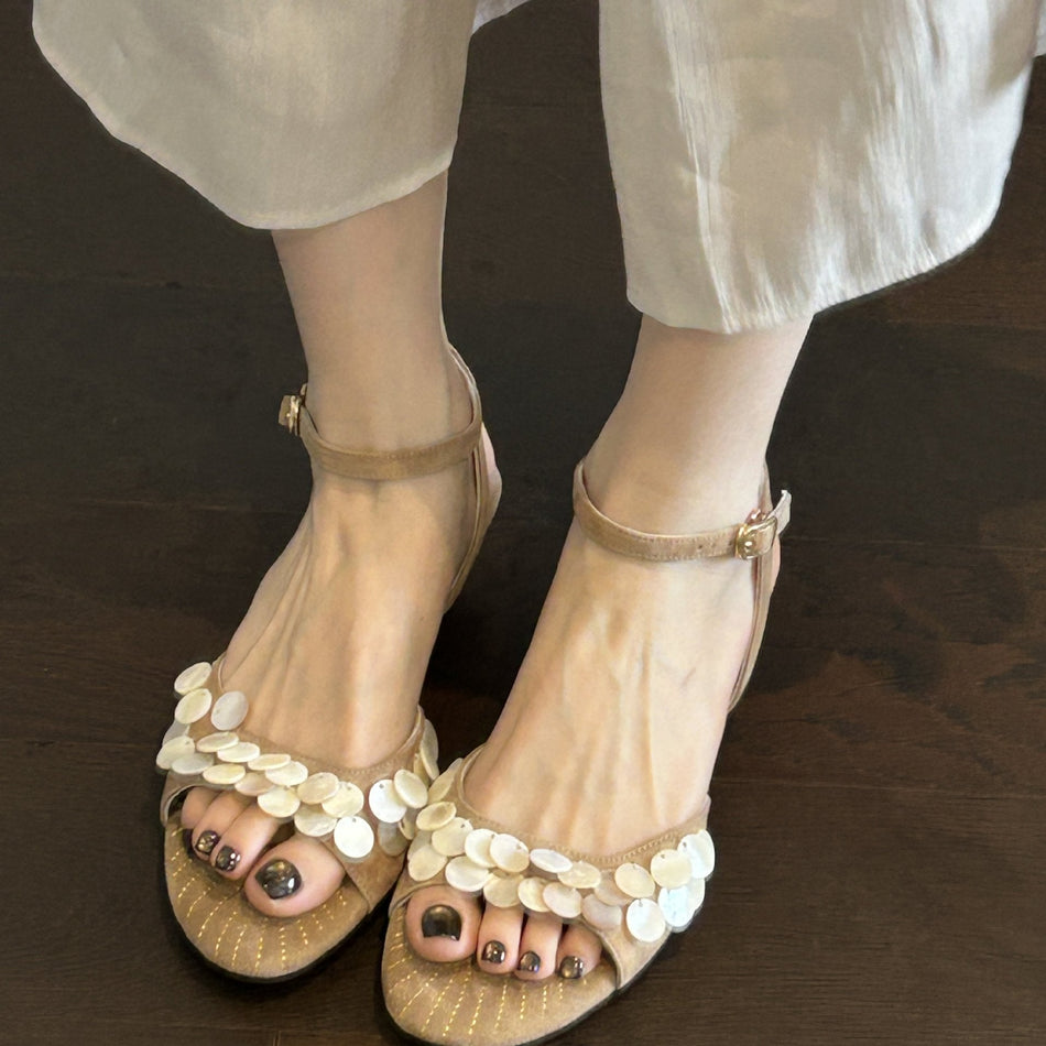 Women's French Style Sequin Open Toe Roman Sandals