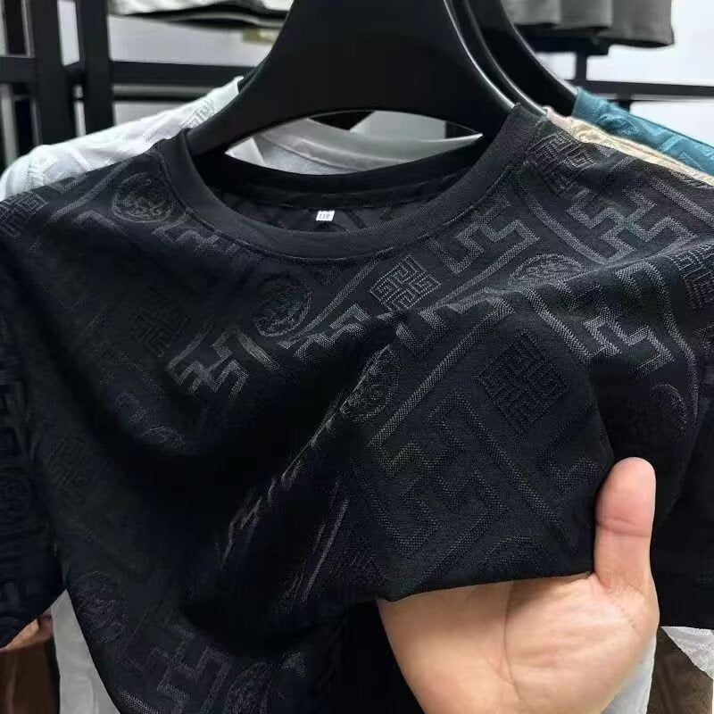 Men's Ice Silk Quick Dry T-Shirt Breathable Short Sleeve Top