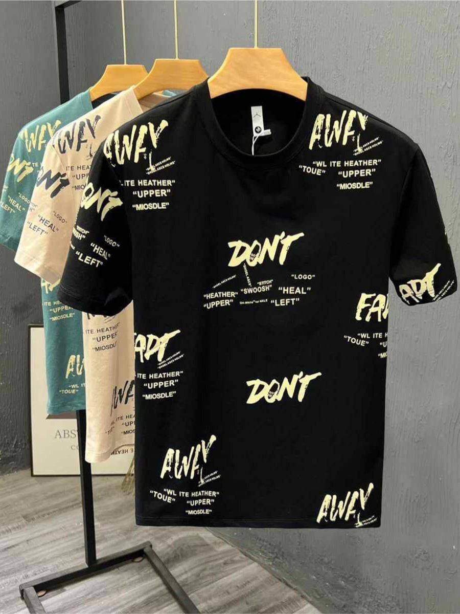 Men's Ice Silk T-Shirt Loose Fit Korean Style Short Sleeve
