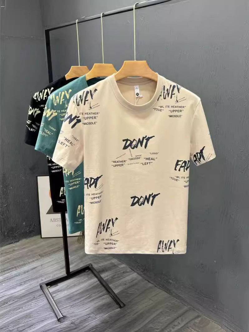 Men's Ice Silk T-Shirt Loose Fit Korean Style Short Sleeve