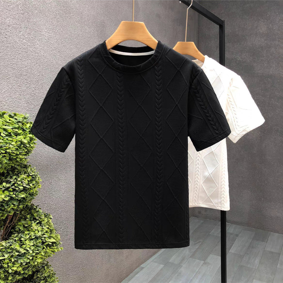 Men's Ice Silk Mock Neck T-Shirt Slim Fit Short Sleeve