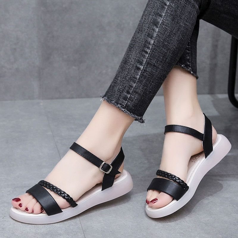 Women's Soft Leather Platform One-Strap Summer Sandals