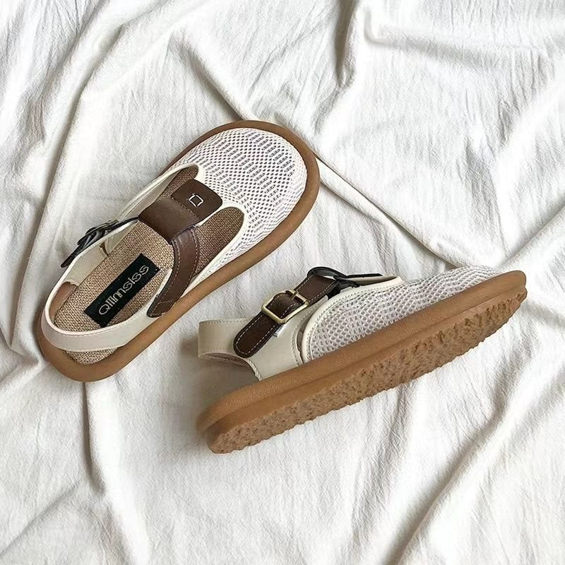 Women's Cotton Linen Closed-Toe Mesh Summer Sandals