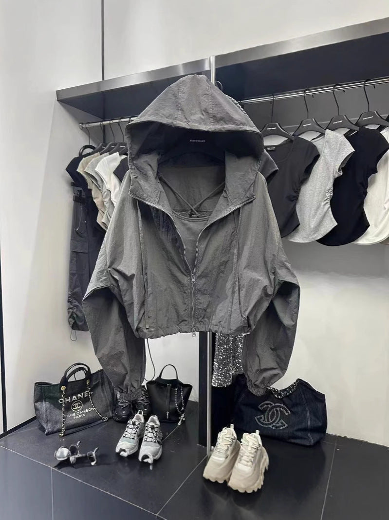 Women's Lightweight Hooded UV Protection Drawstring Jacket