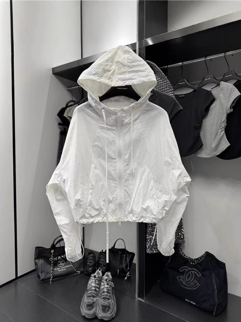 Women's Lightweight Hooded UV Protection Drawstring Jacket