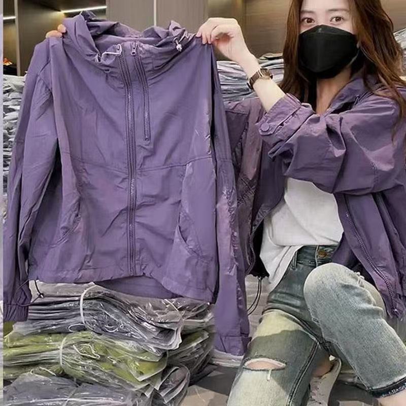 Women's Purple Hooded Lightweight UV Protection Jacket