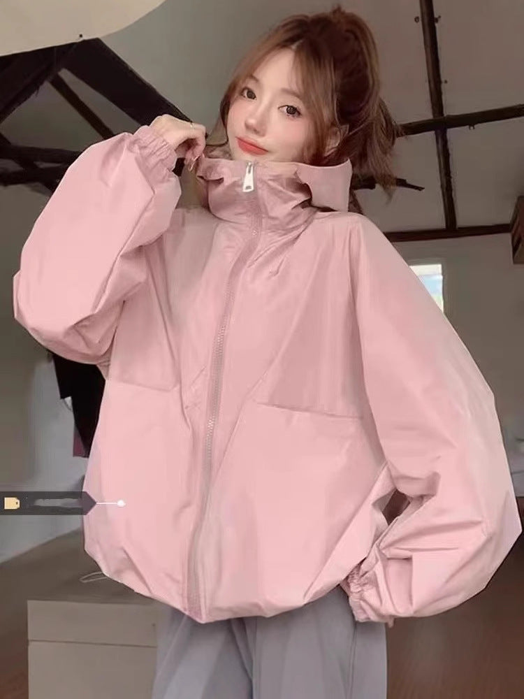 Women's Pink Hooded Lightweight UV Protection Jacket