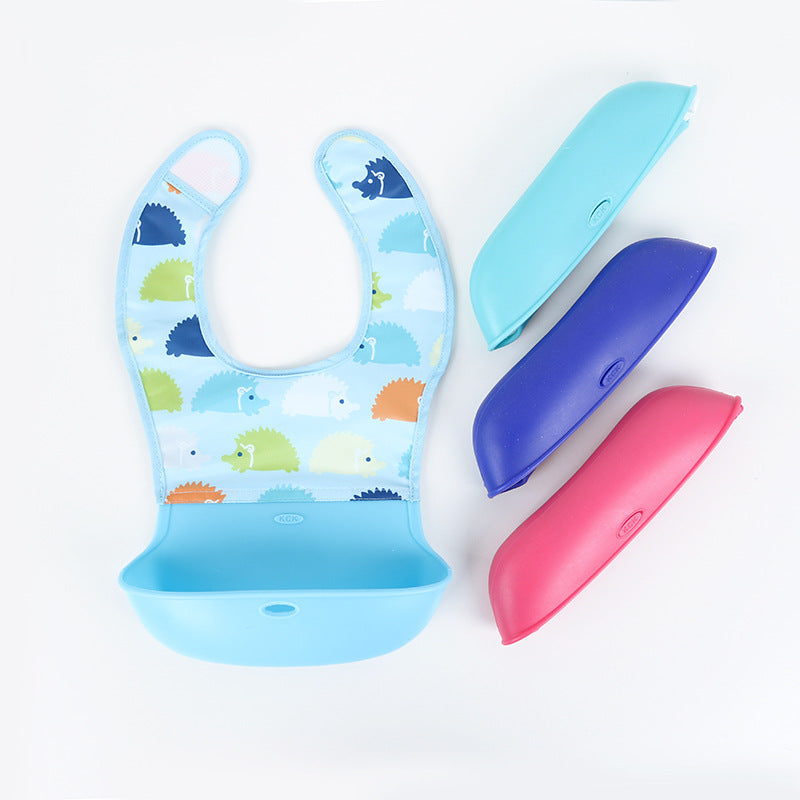 3D Waterproof Silicone Baby Bib with Food Catcher Pocket