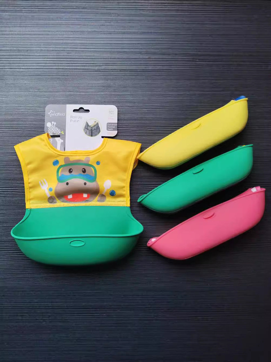 3D Food-Grade Silicone Baby Bib with Food Catcher Pocket
