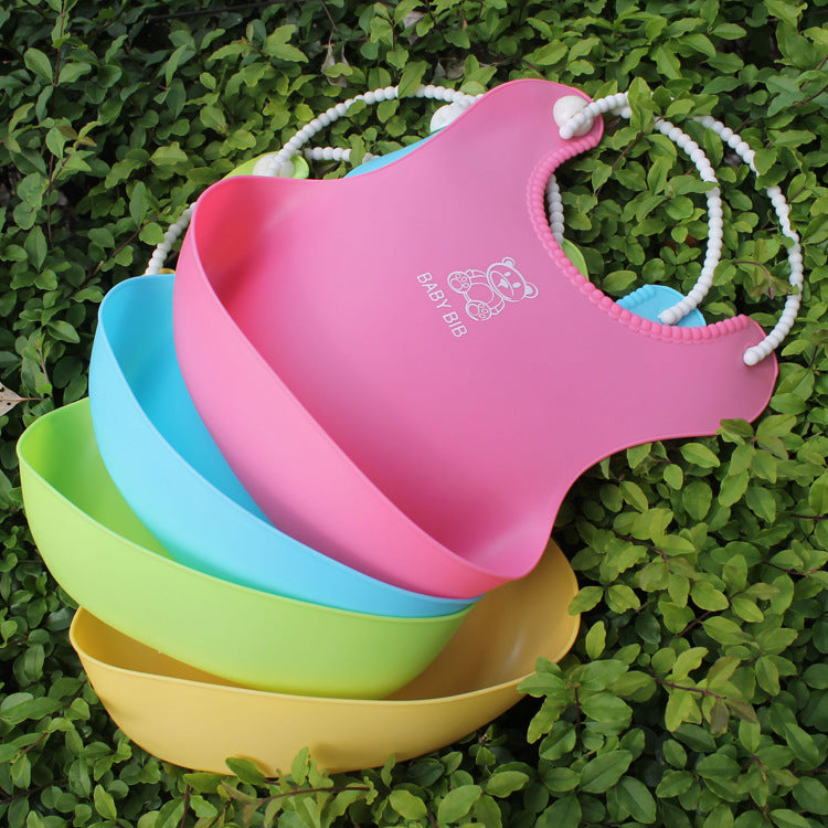 3D Waterproof Imitation Silicone Baby Bib with Catch Pocket