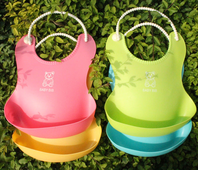 3D Waterproof Imitation Silicone Baby Bib with Catch Pocket