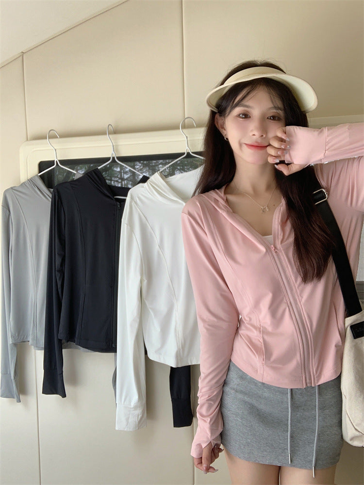Women's Pink Ice Silk UV Protection Slim Fit Jacket