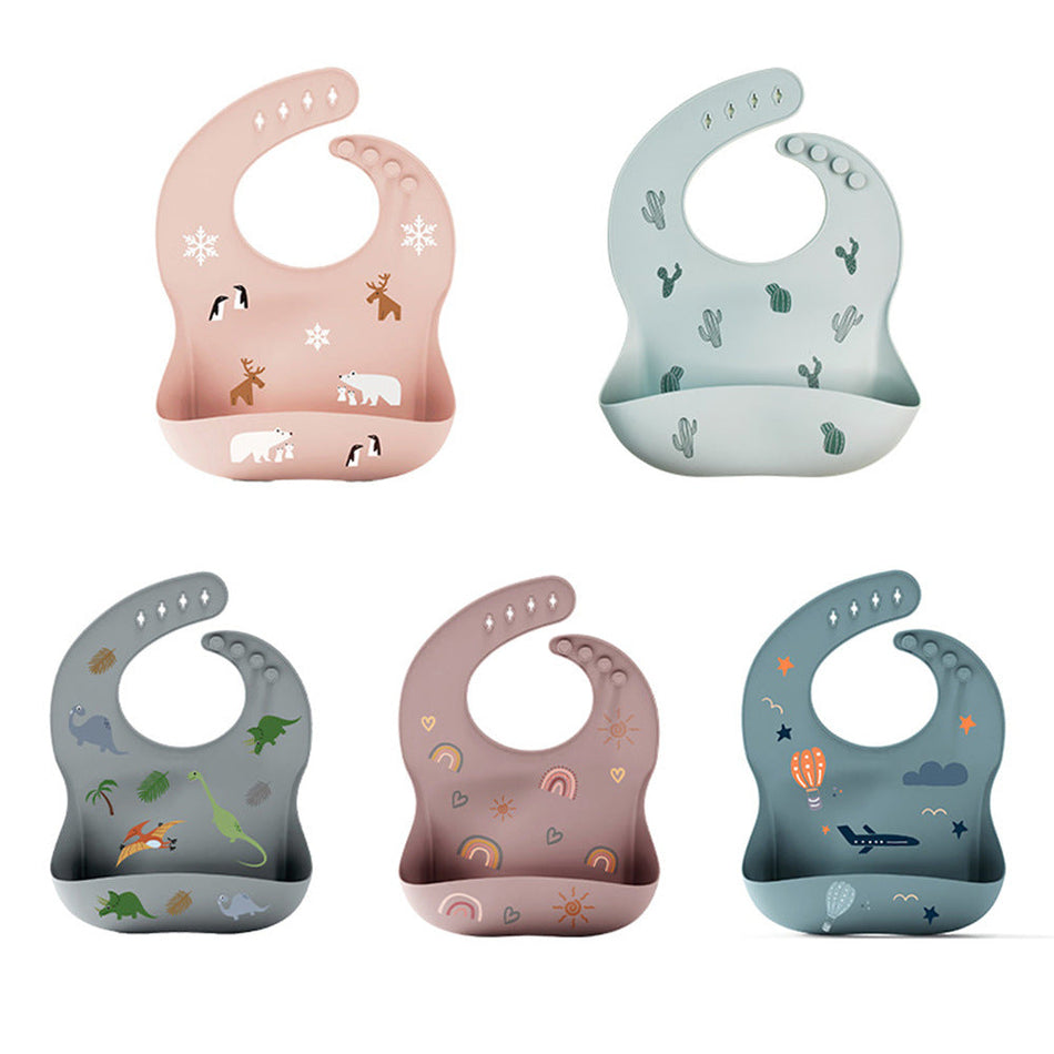 3D Food-Grade Silicone Baby Bib with Large Food Catcher