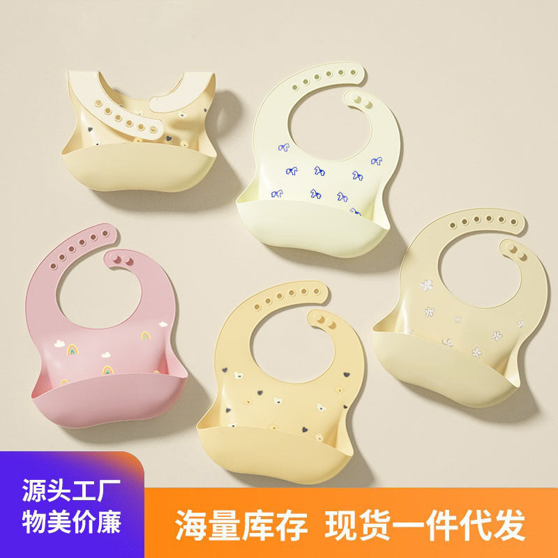 3D Full-Page Printed Food-Grade Silicone Baby Bib with Food