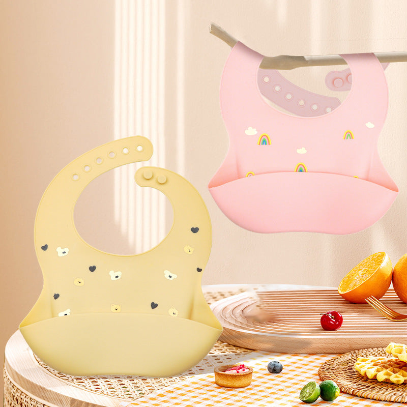 3D Full-Page Printed Food-Grade Silicone Baby Bib with Food