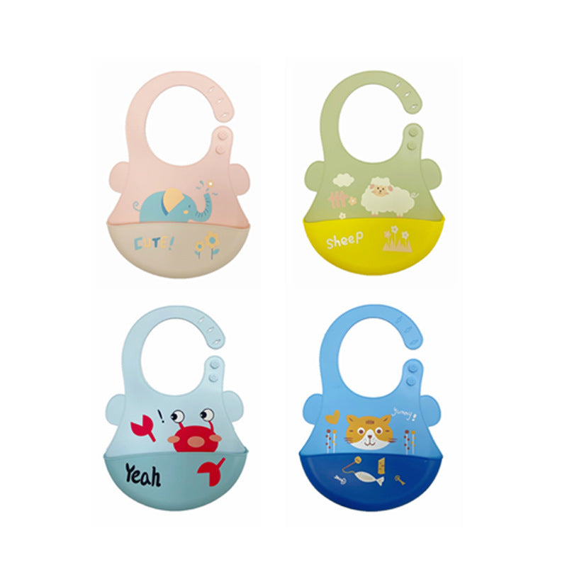 3D Animal Ear and Big Pocket Silicone Baby Bib