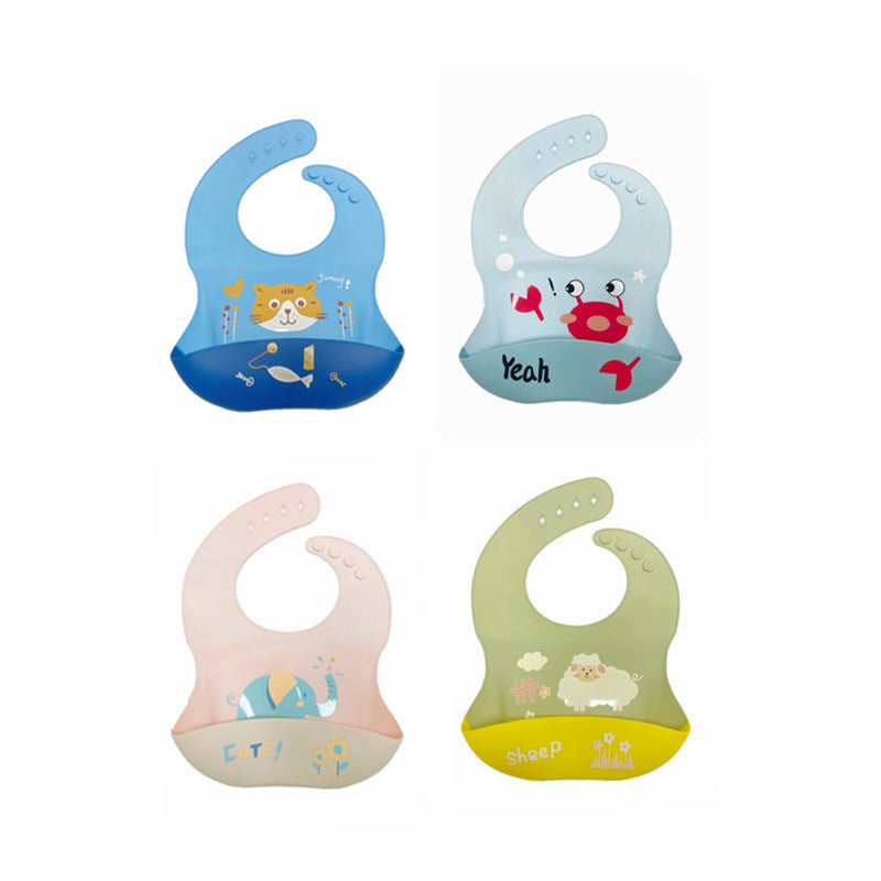 3D Animal Ear and Big Pocket Silicone Baby Bib