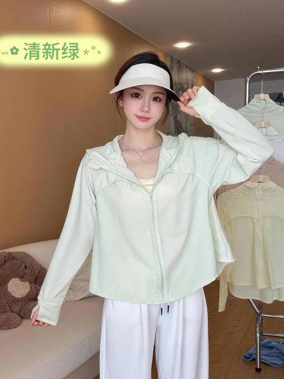 Girls' Ice Silk Hooded UV Protection Cape Jacket