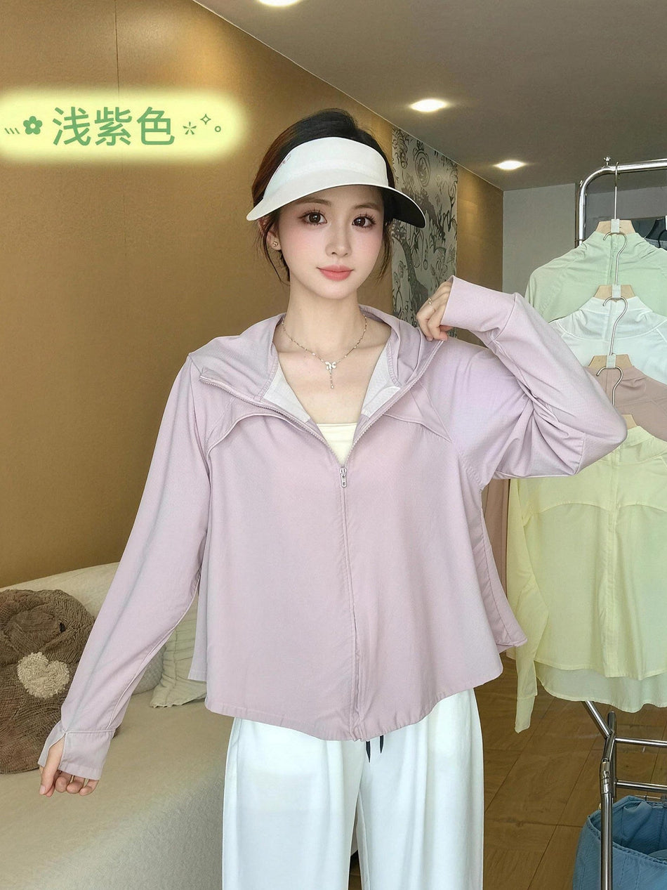 Girls' Ice Silk Hooded UV Protection Cape Jacket