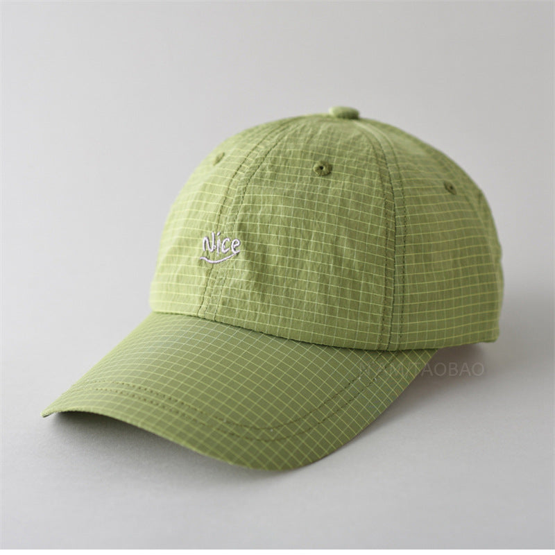 Korean Style Embroidered Plaid Quick-Dry Baseball Cap Unisex