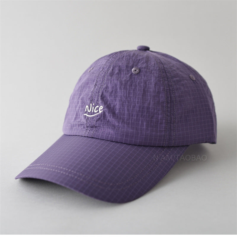 Korean Style Embroidered Plaid Quick-Dry Baseball Cap Unisex