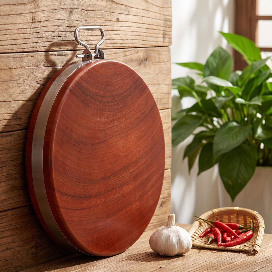 Solid Iron Wood Round Cutting Board, No Paint or Wax