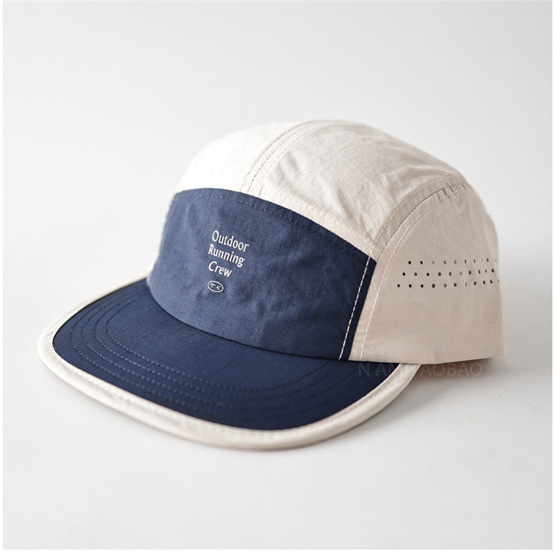 Quick-Dry Color-Block Flat Brim Sports Cap for Men