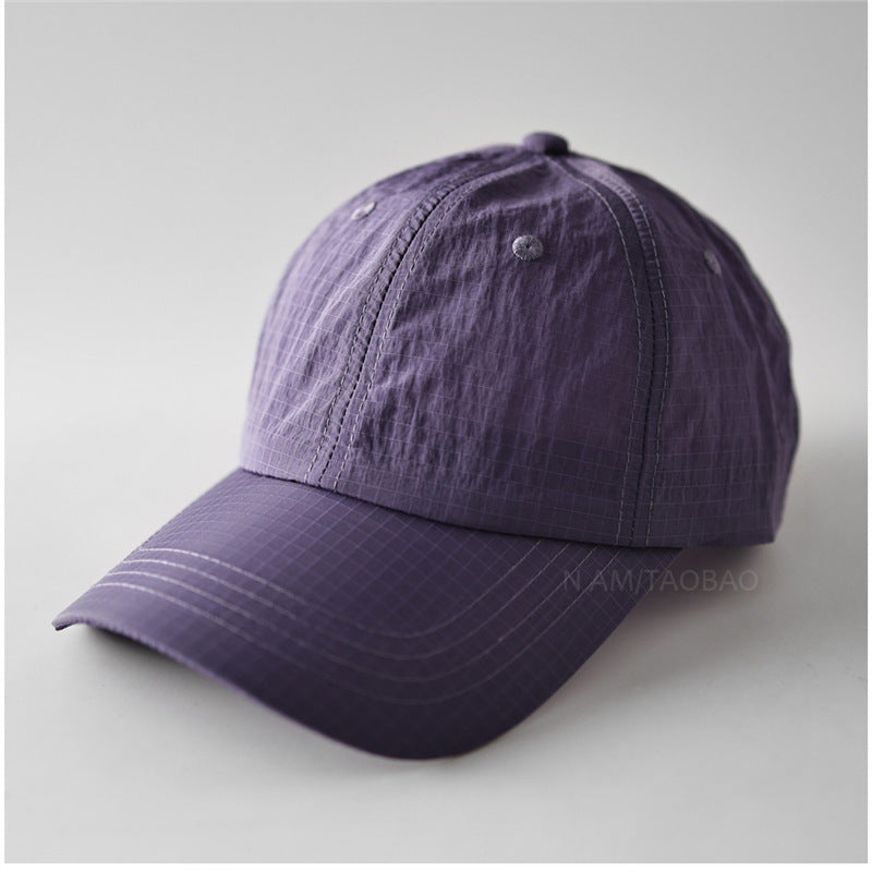 Quick-Dry Plaid Curved Brim Baseball Cap for Men
