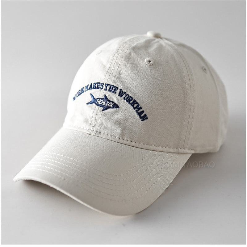 Soft Top Fish Letter Embroidered Baseball Cap Unisex Style