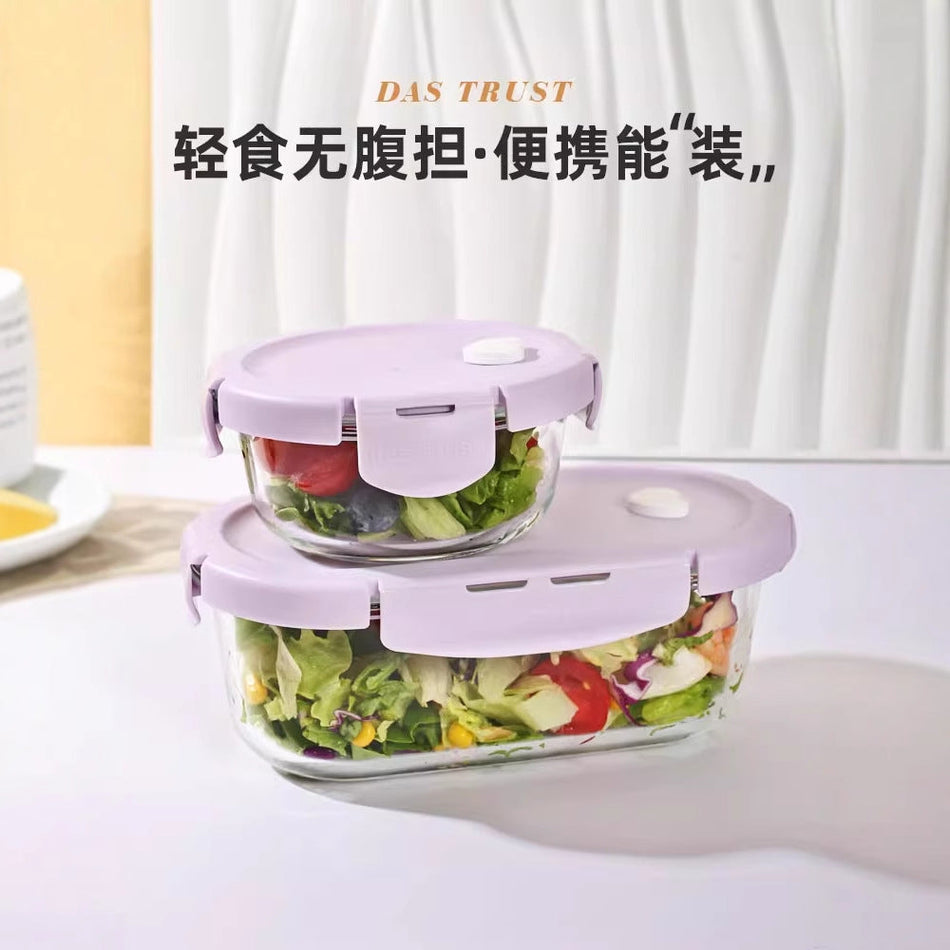 Microwave-Safe Glass Lunch Box with Compartments