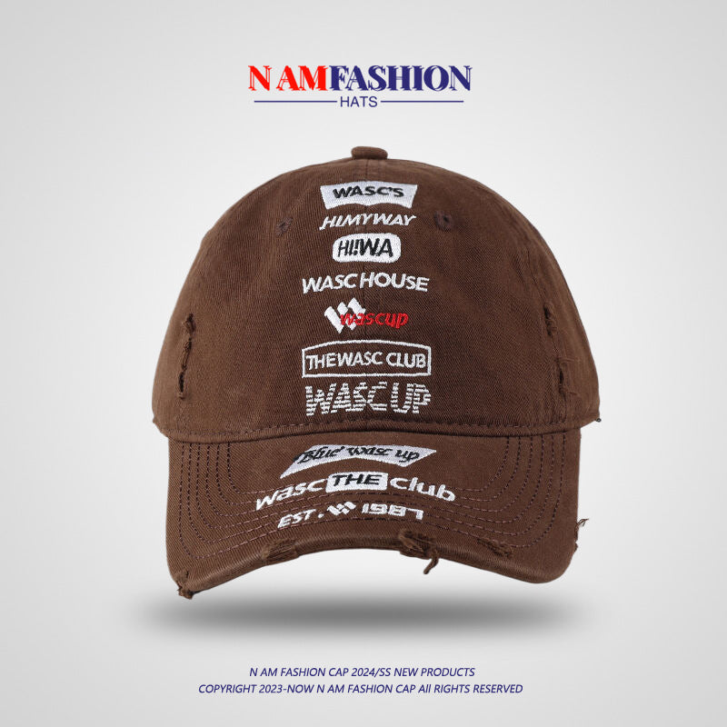 Distressed Letter Embroidered Baseball Cap Street Style