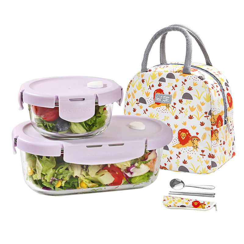 Microwave-Safe Glass Lunch Box with Compartments