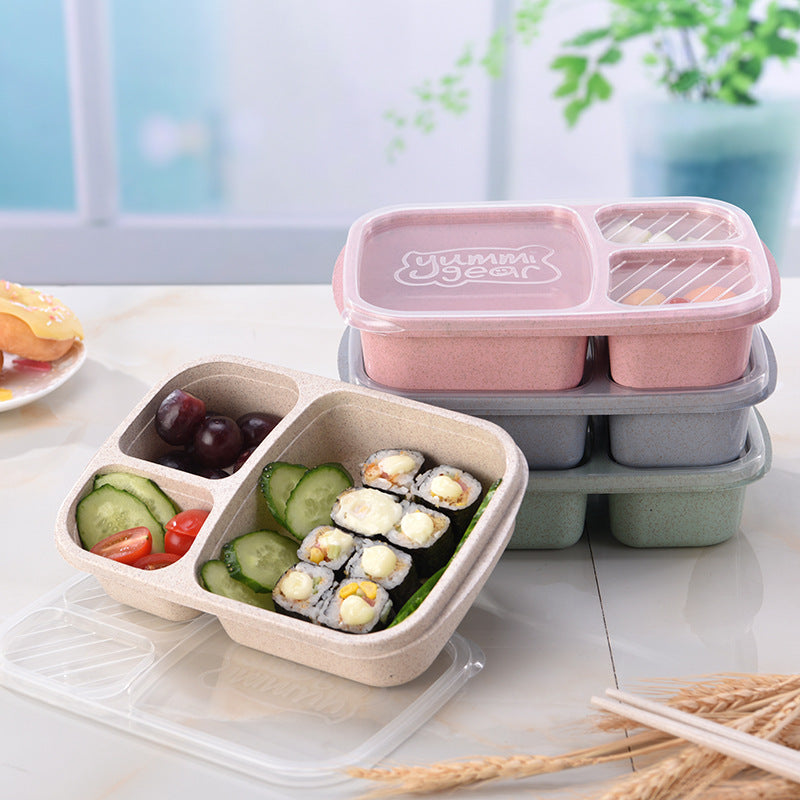 Wheat Straw Compartmentalized Lunch Box, Japanese Style