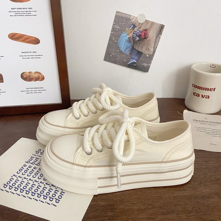 Women's Platform Canvas Sneakers with Thick Sole