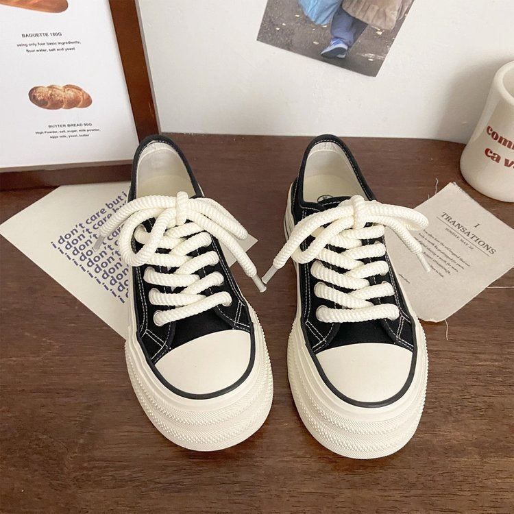 Women's Platform Canvas Sneakers with Thick Sole