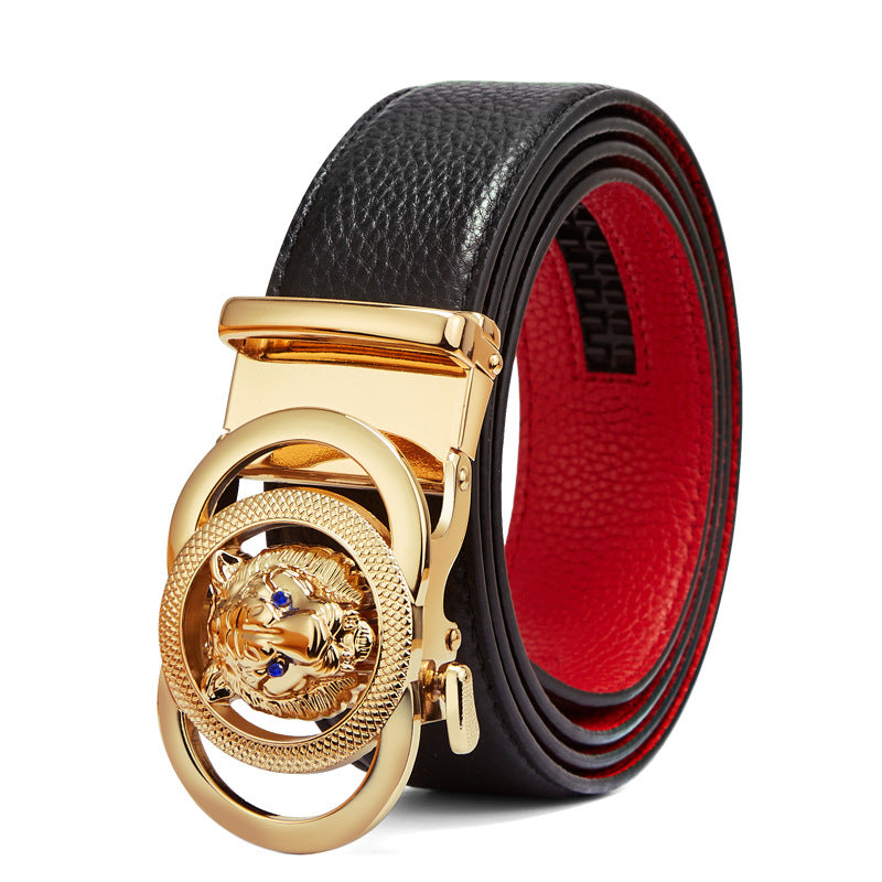 Men's Crocodile Embossed Leather Automatic Buckle Belt
