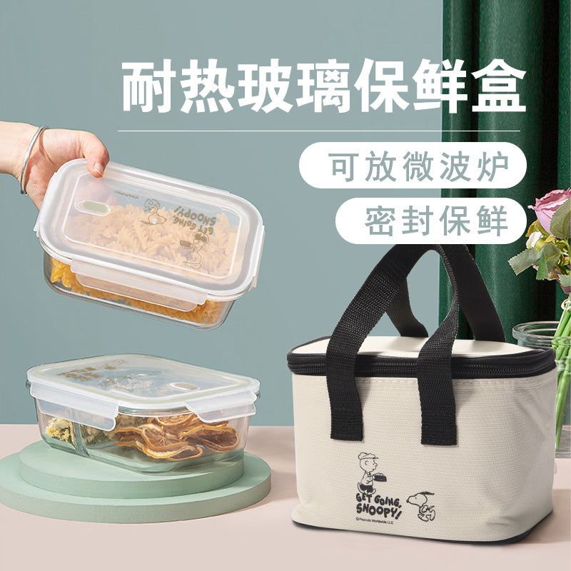 Heat-Resistant Glass Lunch Box, Sealed Cartoon Design