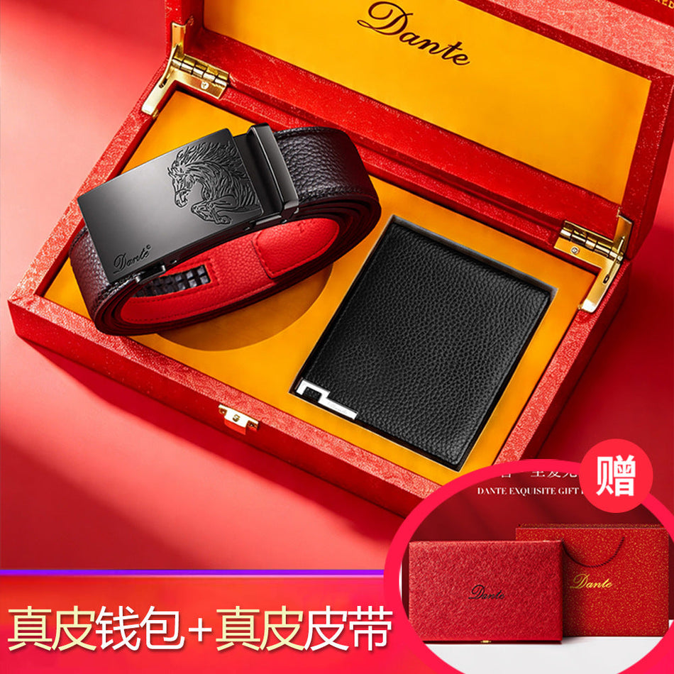 Men's Luxury Leather Belt and Wallet Gift Set