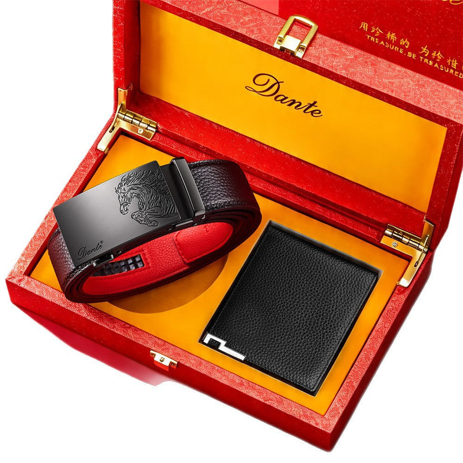 Men's Luxury Leather Belt and Wallet Gift Set
