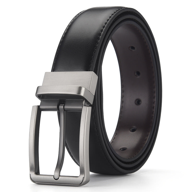 Men's Genuine Leather Rotating Pin Buckle Business Belt