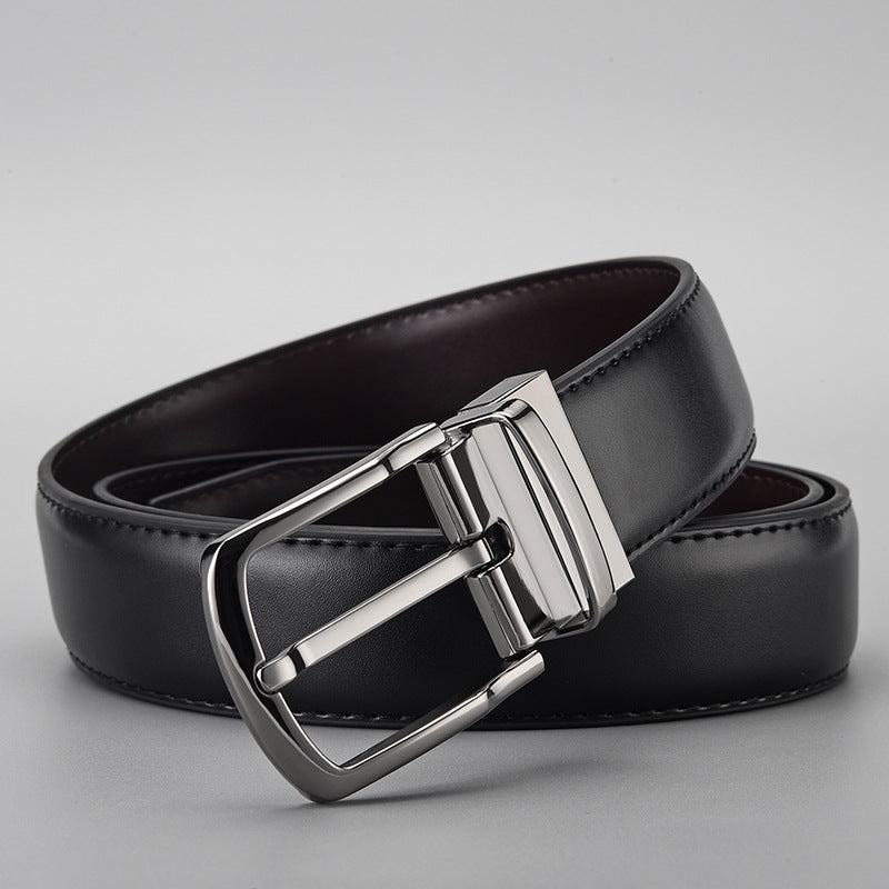 Men's Genuine Leather Rotating Pin Buckle Business Belt