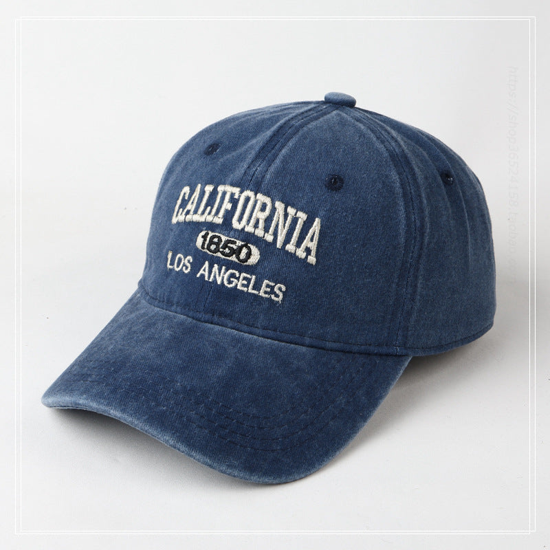 Washed Embroidered Letter Baseball Cap Unisex Casual Style