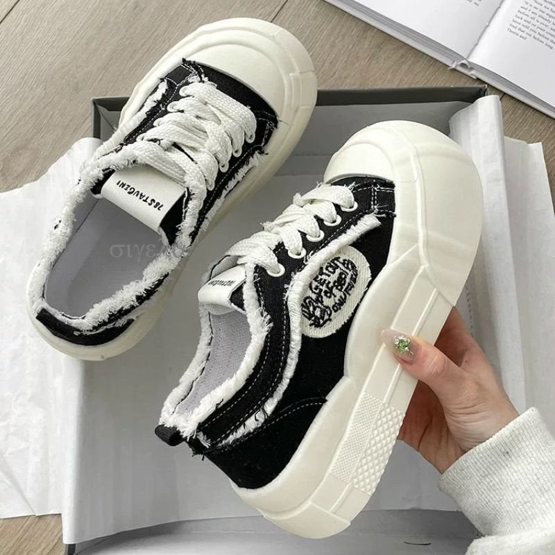 Women's Cloud Platform Canvas Sneakers with Breathable Design