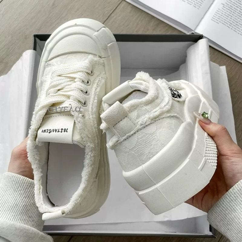 Women's Cloud Platform Canvas Sneakers with Breathable Design