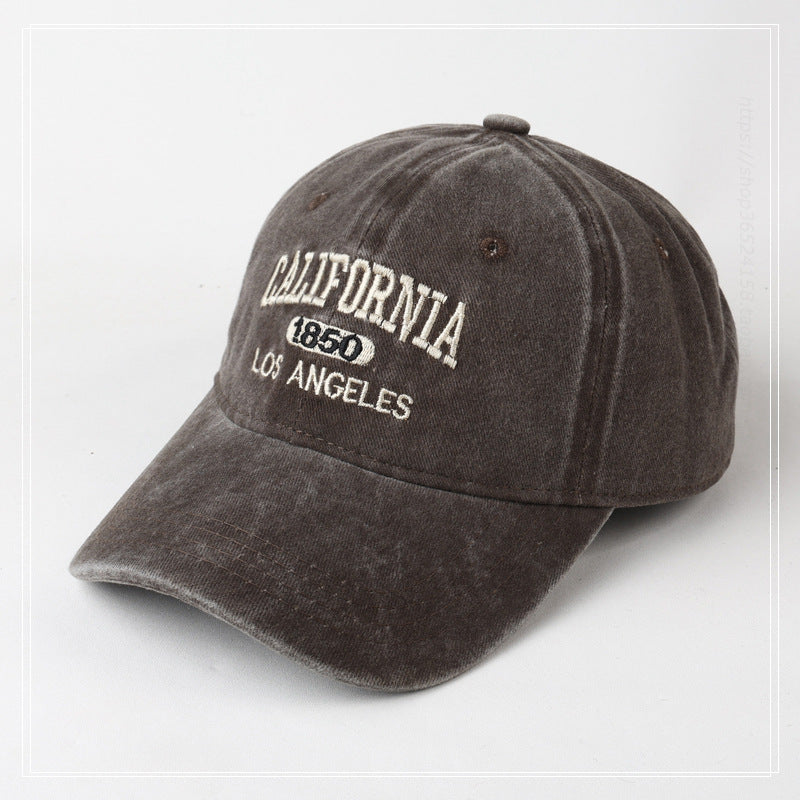Washed Embroidered Letter Baseball Cap Unisex Casual Style